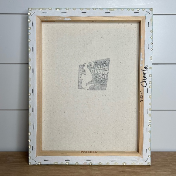 Pearls Shells Beach Anchor Resin Painted Canvas. Size 11” x 14”. - Picture 3 of 16